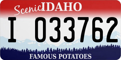ID license plate I033762