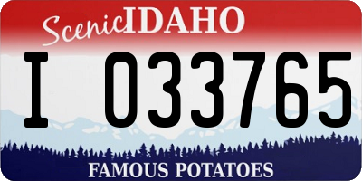 ID license plate I033765
