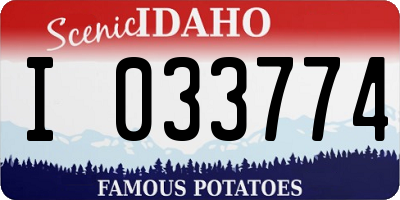 ID license plate I033774