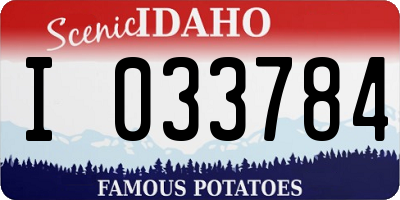ID license plate I033784