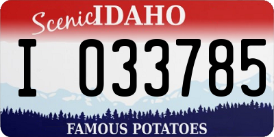 ID license plate I033785