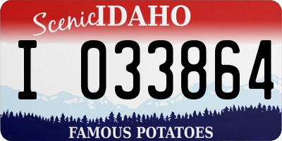 ID license plate I033864