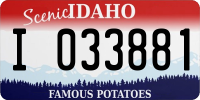 ID license plate I033881