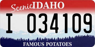 ID license plate I034109