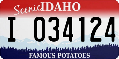 ID license plate I034124