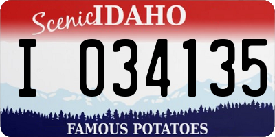 ID license plate I034135