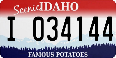 ID license plate I034144