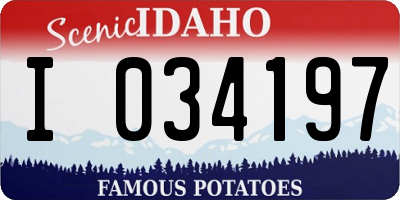 ID license plate I034197
