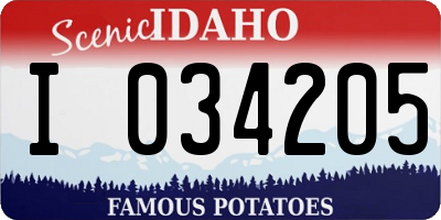 ID license plate I034205