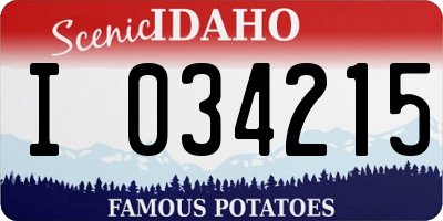 ID license plate I034215