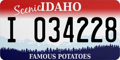 ID license plate I034228