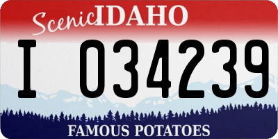 ID license plate I034239