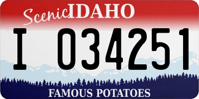 ID license plate I034251