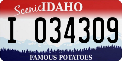 ID license plate I034309