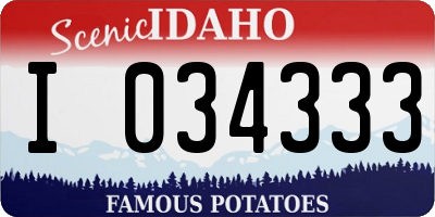 ID license plate I034333