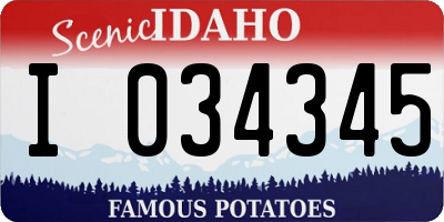 ID license plate I034345