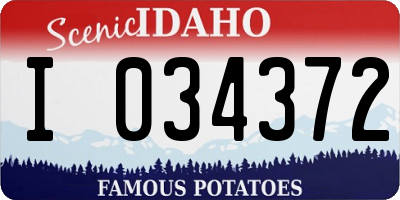 ID license plate I034372