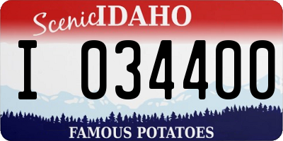 ID license plate I034400