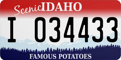 ID license plate I034433