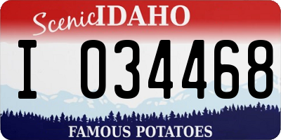 ID license plate I034468