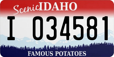 ID license plate I034581