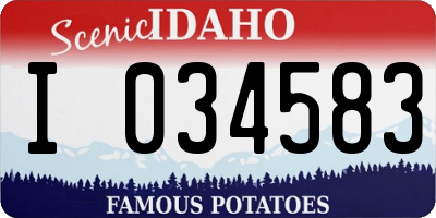 ID license plate I034583