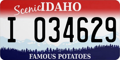 ID license plate I034629