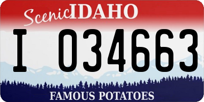 ID license plate I034663