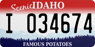 ID license plate I034674