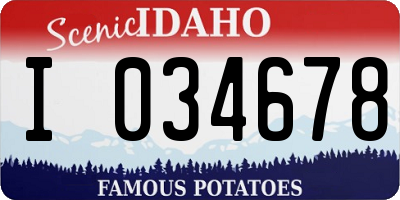 ID license plate I034678