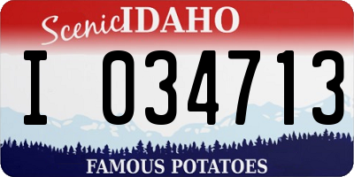 ID license plate I034713