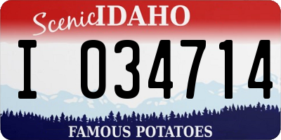ID license plate I034714