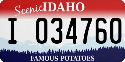 ID license plate I034760