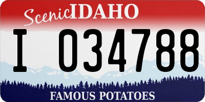 ID license plate I034788