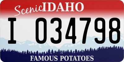 ID license plate I034798