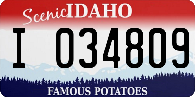 ID license plate I034809