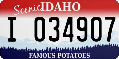 ID license plate I034907