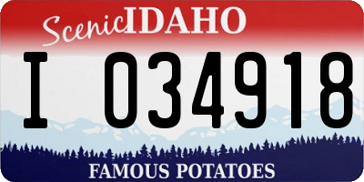 ID license plate I034918