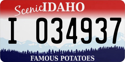 ID license plate I034937