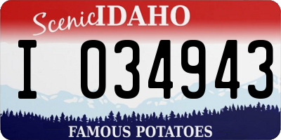 ID license plate I034943