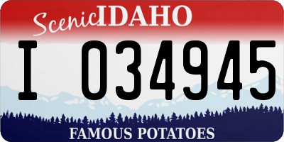 ID license plate I034945