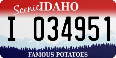 ID license plate I034951