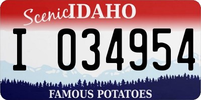 ID license plate I034954