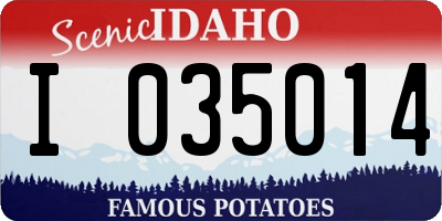 ID license plate I035014