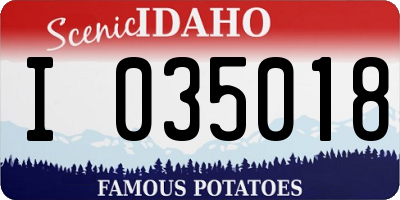 ID license plate I035018
