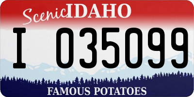 ID license plate I035099
