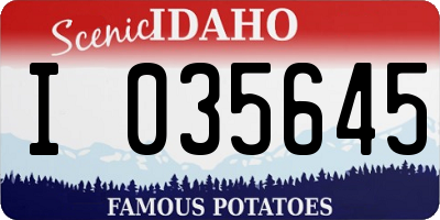 ID license plate I035645