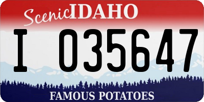 ID license plate I035647