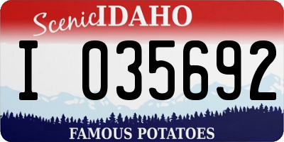 ID license plate I035692