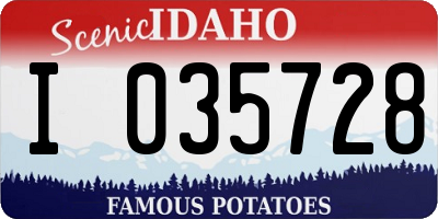 ID license plate I035728